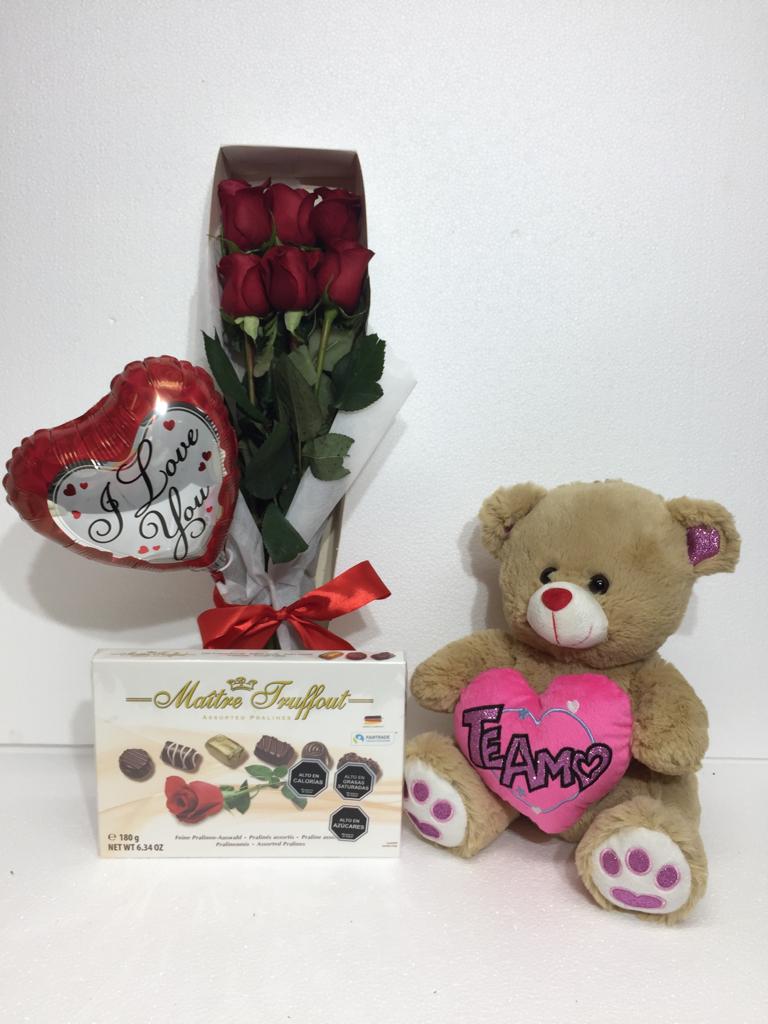 Caja de Regalo con Chocolates y Peluche