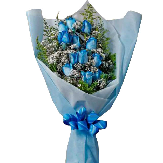 Ramo en 12 Rosas Azules -Regalosadomicilios.cl