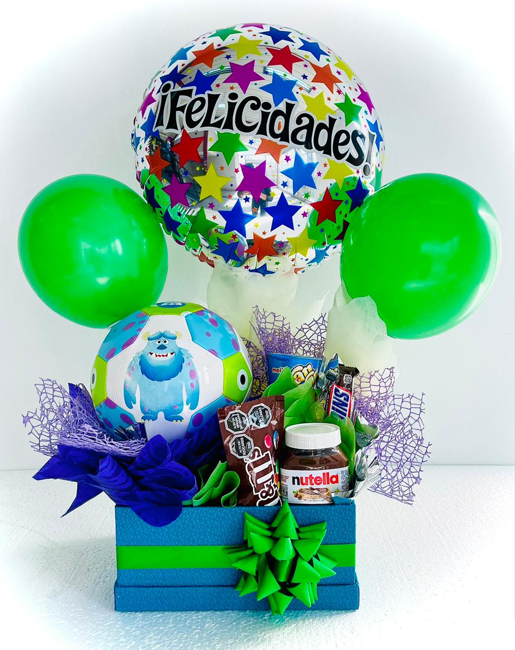 Caja Alegre con Dulces, Balon y Globos