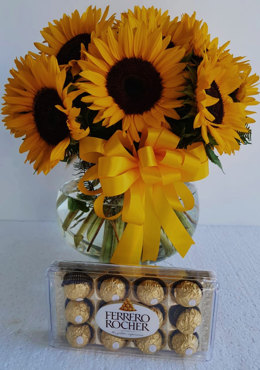 Copa 20 Girasoles y Bombones Ferrero Rocher de 150 grs