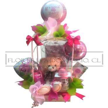 Caja de Nacimiento con Globos y Peluchito