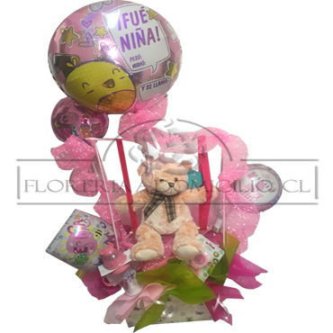 Caja Con Globos, Peluchito  y Accesorios