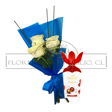 Ramito de 03 Rosas ms Bombones Heidi Bouquet de 120 Grs