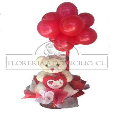 Peluche 45cm y 12 Globos de Latex